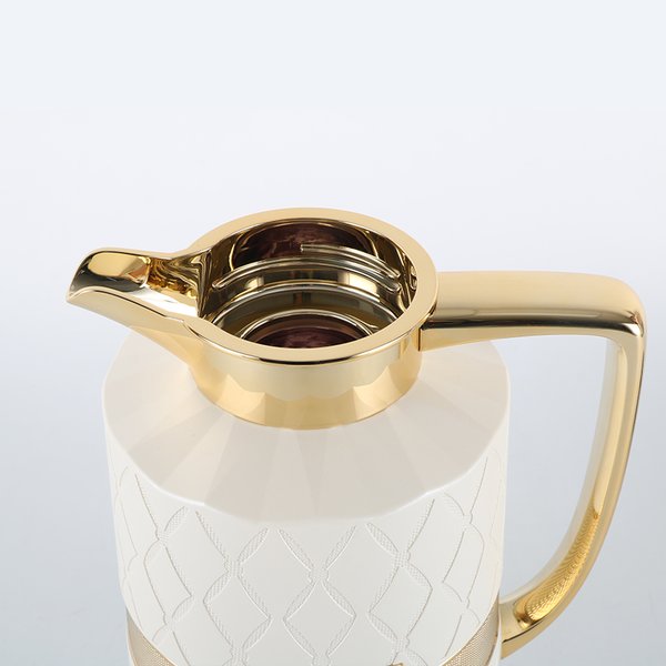 dupla garrafa termica luxo branco com dourado charm decor g