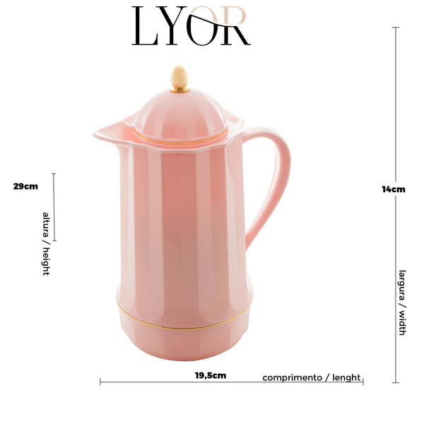 garrafa termica de plastico genova rosa 1l lyor charm decor e