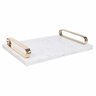 bandeja de marmore e metal branca e dourada 35x25x7cm dz0058 charm decor a