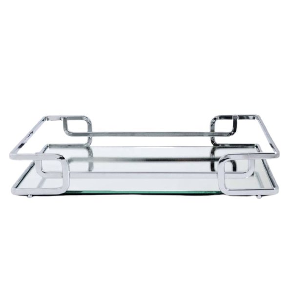 bandeja luana cromada 30x40cm charm decor