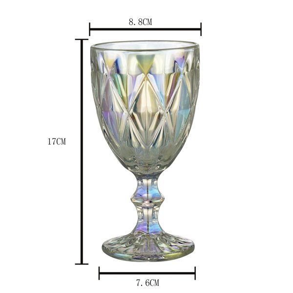 cj 6 tacas de vidro diamond rainbow 325ml lyor charm decor d