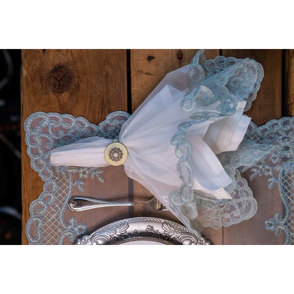 guardanapo de tule renda azul charm decor c