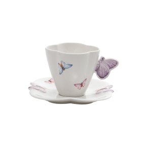 cj 6 xicaras cha de porcelana com pires borboletas wolff 1155 charm decor a