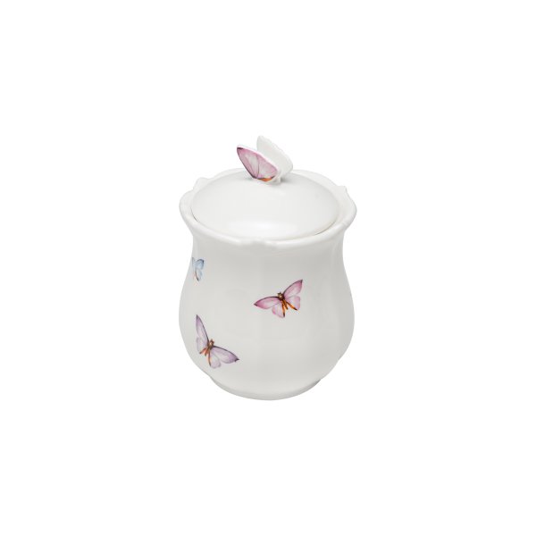 pote porcelana com tampa borboletas 660ml wolff 1153 charm decor c