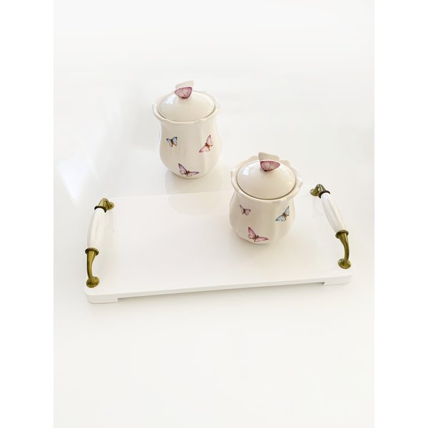 pote porcelana com tampa borboletas 660ml wolff 1153 charm decor e