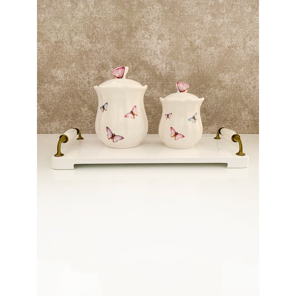 pote porcelana com tampa borboletas 660ml wolff 1153 charm decor f