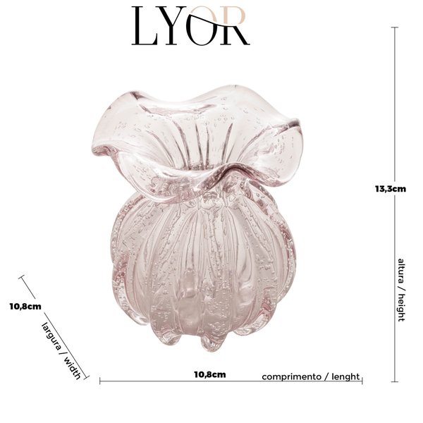 vaso de vidro sodo calcico italy rosa claro 4317 charm decor e