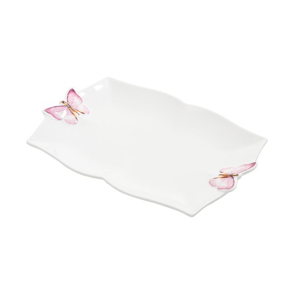 travessa porcelana retangular borboletas 24x16x3cm wolff charm decor b