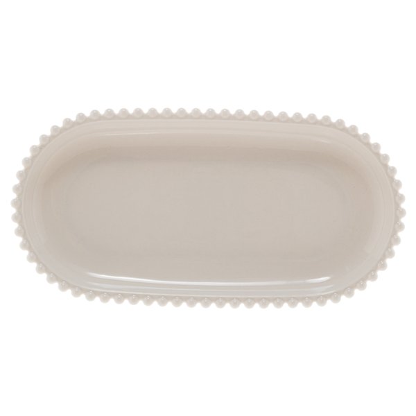 travessa de porcelana oval beads branco 31x15x3cm bon gourmet 28486 charm decor c