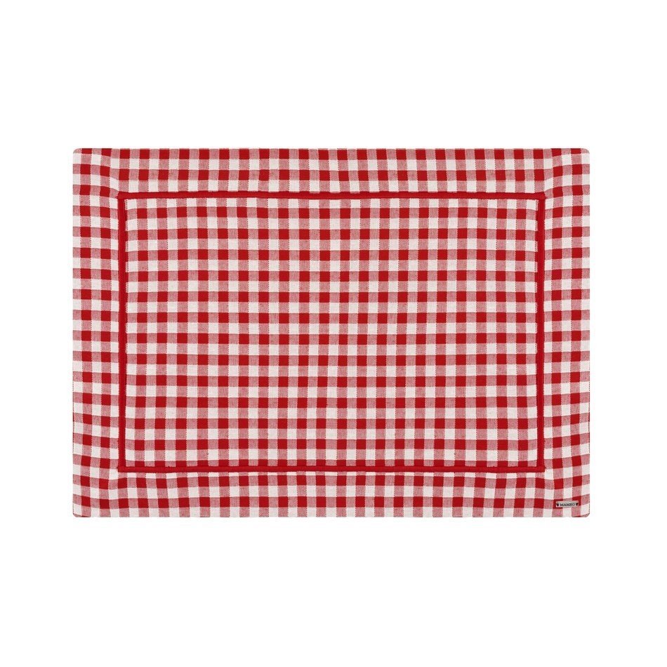 jogo americano barra bordada xadrez vermelho charm decor