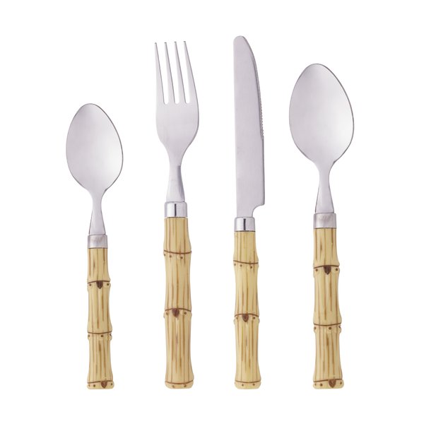faqueiro 24pc de aco inox c cabo plastico e estojo bambu 1982 charm decor b