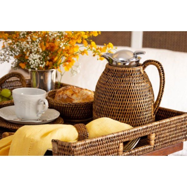 garrafa termica de rattan antique 750m charm decor d