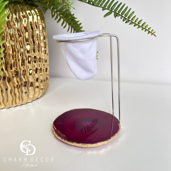 coador de cafe individual em pedra de agata charm decor b