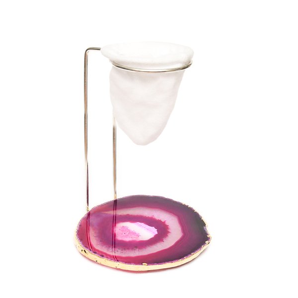 coador de cafe individual em pedra de agata rosa charm decor a