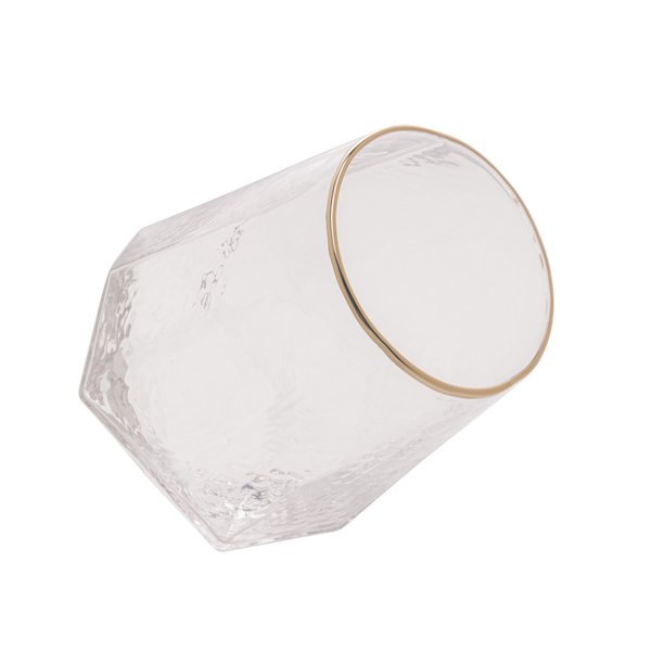 cj 2 copos baixos de cristal de chumbo cborda dourada taj 550ml charm decor c