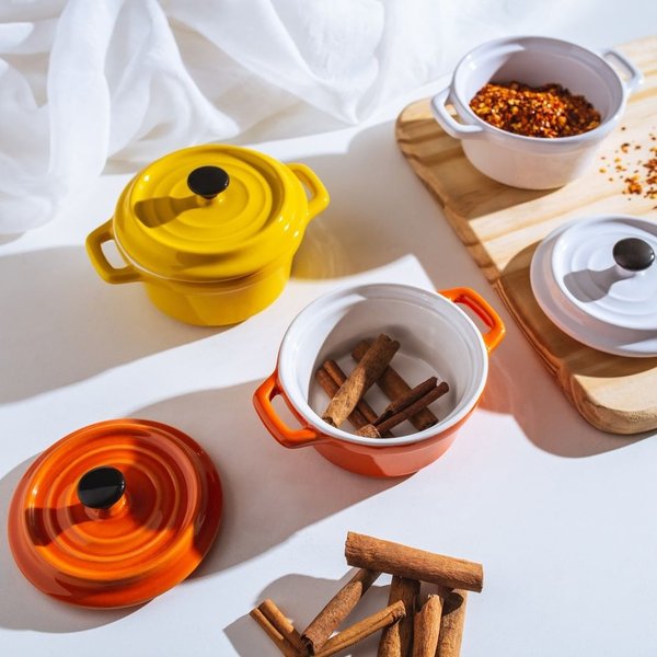 mini cacarola porcelana black lid branca 13cm x 10cm x 8cm 150ml charm decor d