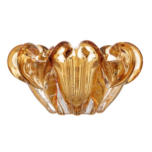 centro de mesa decorativo de vidro sodo calcico italy ambar 21x10cm charm decor b
