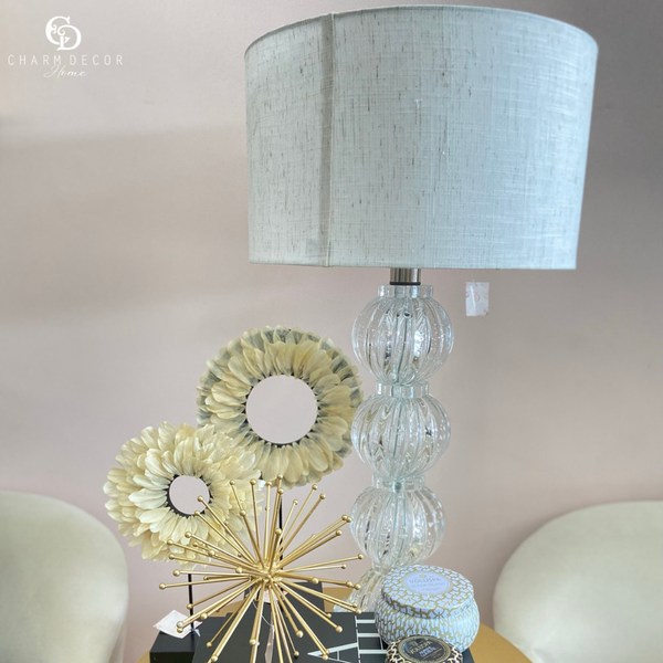 abajur de cristal murano versailles com cupula 40cm base translucida