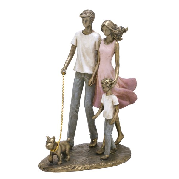 escultura decorativa casal com filho e com pet 257 585 charm decor