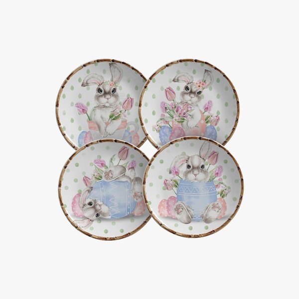 cj 4 pratos de sobremesa rabbit s snout 3415 charm decor