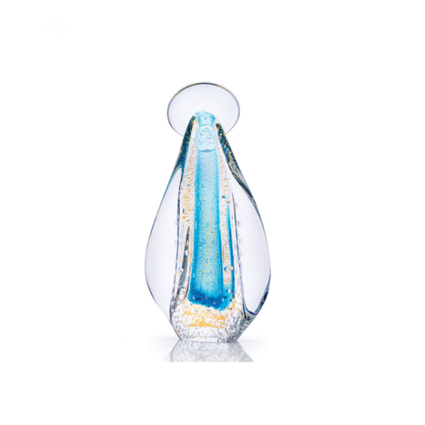 imagem nossa senhora em murano azul e ouro mini 8062az charm decor