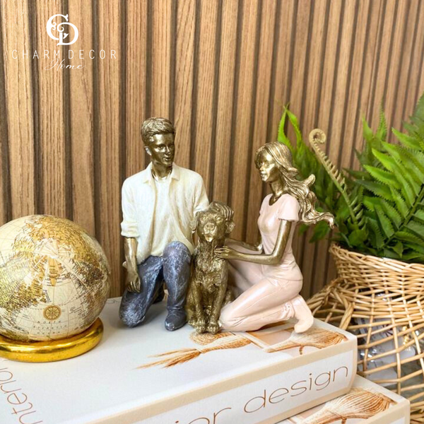 escultura casal decorativo com pet 257 554 2