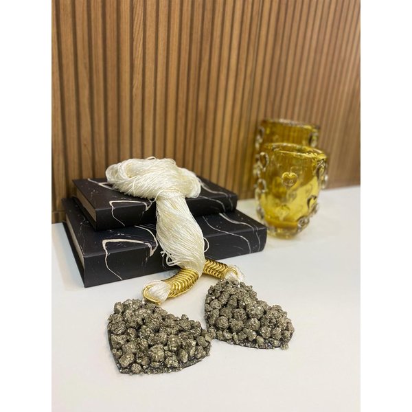 acessorio decorativo japamala colar de mesa coracao pirita charm decor b