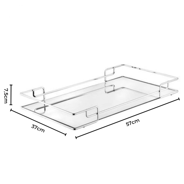 bandeja luana cromada 37x57cm charm decor b