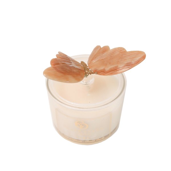 vela pote de vidro com borboleta em pedra charm decor marrom charm decor a