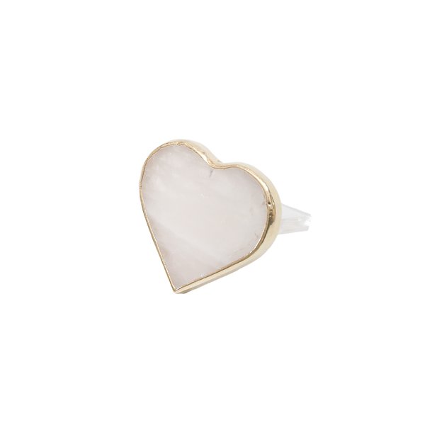 porta guardanapo acrilico e pedra quartzo branco formato de coracao e borda dourada charm decor a