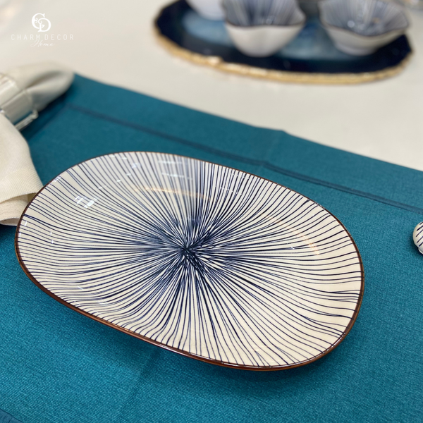 cj 2 pratos ovais de porcelana p servir koji 24x15 5cm 17861