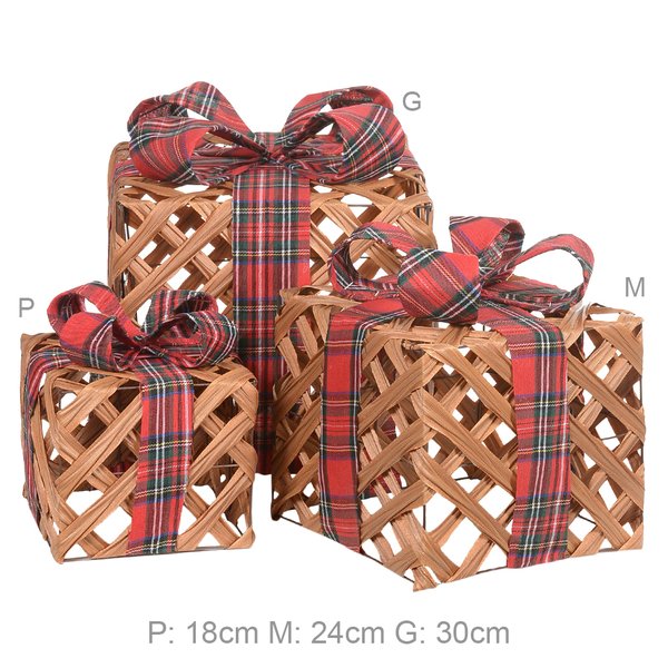 kit 3 presentes decorativos bege e xadrez 47967001 charm decor