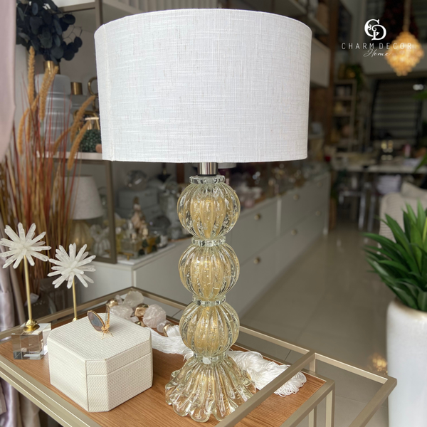 abajur de cristal murano versailles com cupula 40cm base translucida com ouro 24k 8924 48 charm decor d