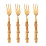 cj 4 garfos de bolo de aco inox ccabo em bambu tulum dourado 16cm charm decor a