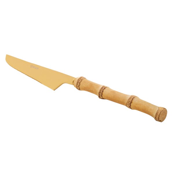 cj 4 facas pmesa de aco inox ccabo em bambu tulum dourado 22cm charm decor b