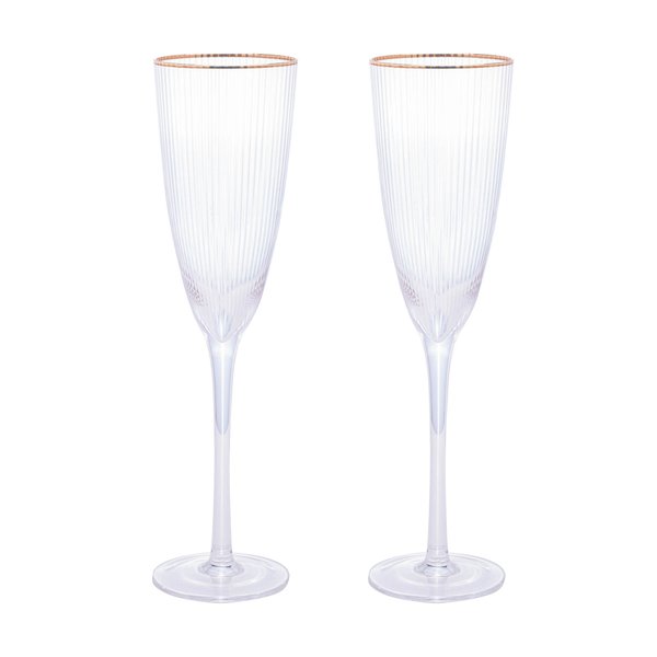 cj 2 tacas de vidro pchampanhe cborda dourada lines 300ml charm decor a