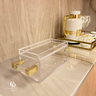 caixa de acrilico e metal transparente e dourado my0064 charm decor b