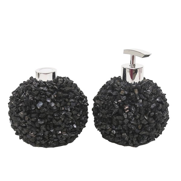 kit lavabo difusor e saboneteira pontas de quartzo preto e prata kitpontas12 charm decor a