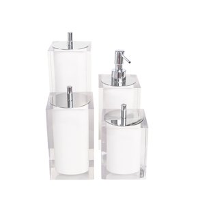 conjunto banheiro 4 pcs resina cristal branco cromado 967 248 51 charm decor a