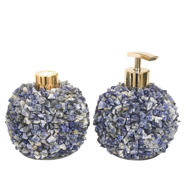 kit lavabo difusor e saboneteira pontas de quartzo bruto azul e dourado kitpontas16 charm decor a