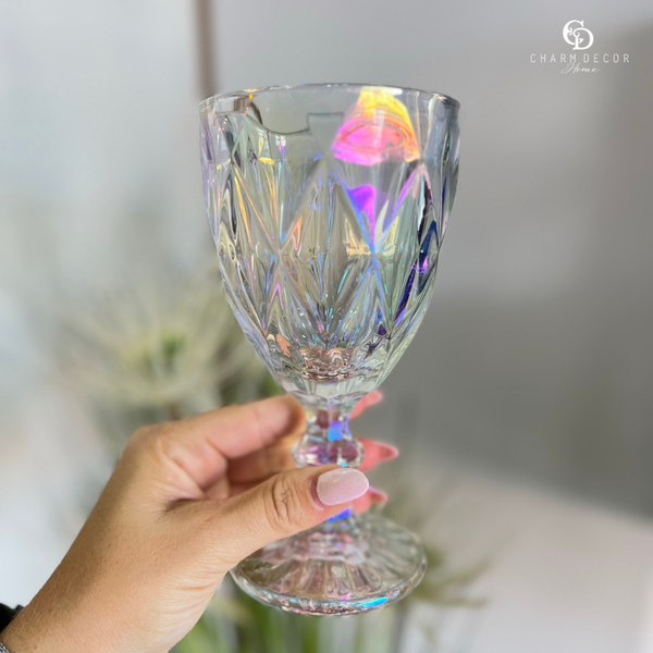 cj 6 tacas de vidro diamond rainbow 325ml lyor charm decor e