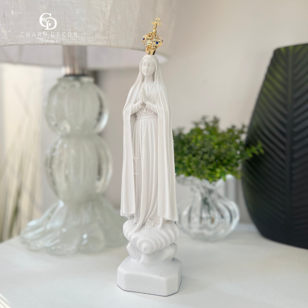 imagem nossa senhora de fatima com coroa ouro g v007 charm decor b