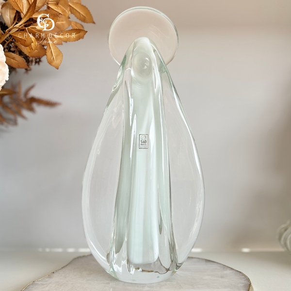 imagem nossa senhora em murano branco m 3259 bc charm decor b