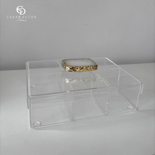 caixa porta chaespeciarias em acrilico com pedra quartzo 1625 charm decor