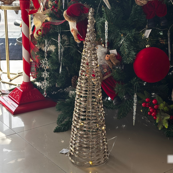 arvore de natal decorativa cone com led 60cm champanhe 57263001 charm decor b