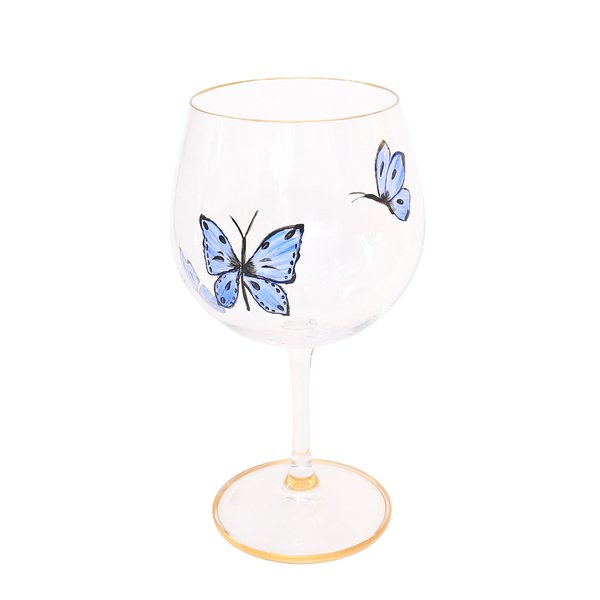 taca para gin cristal pintada a mao borboleta azul taca 16 charm decor a