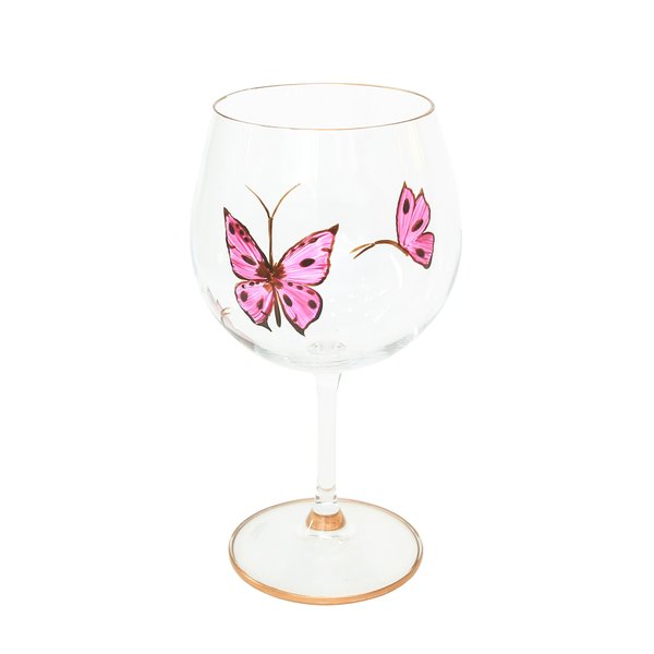 taca para gin cristal pintada a mao borboleta rosa taca 15 charm decor a