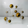 escultura decorativa acrilico transparente e dourado 18x18x18cm 58597001 charm decor b