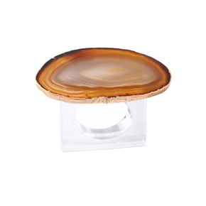 porta guardanapo agata marrom natural com borda dourada charm decor a