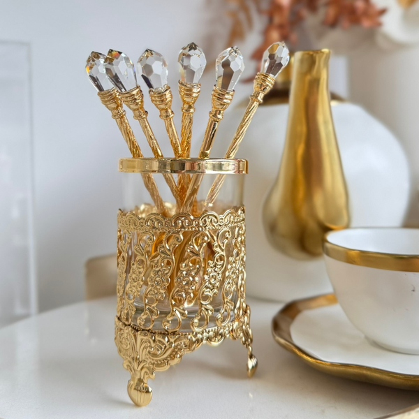 VARIAL ディッシュ Gold 2個セット Cj 6 Colheres Com Suporte de Zamac Dourada 14cm Wolff